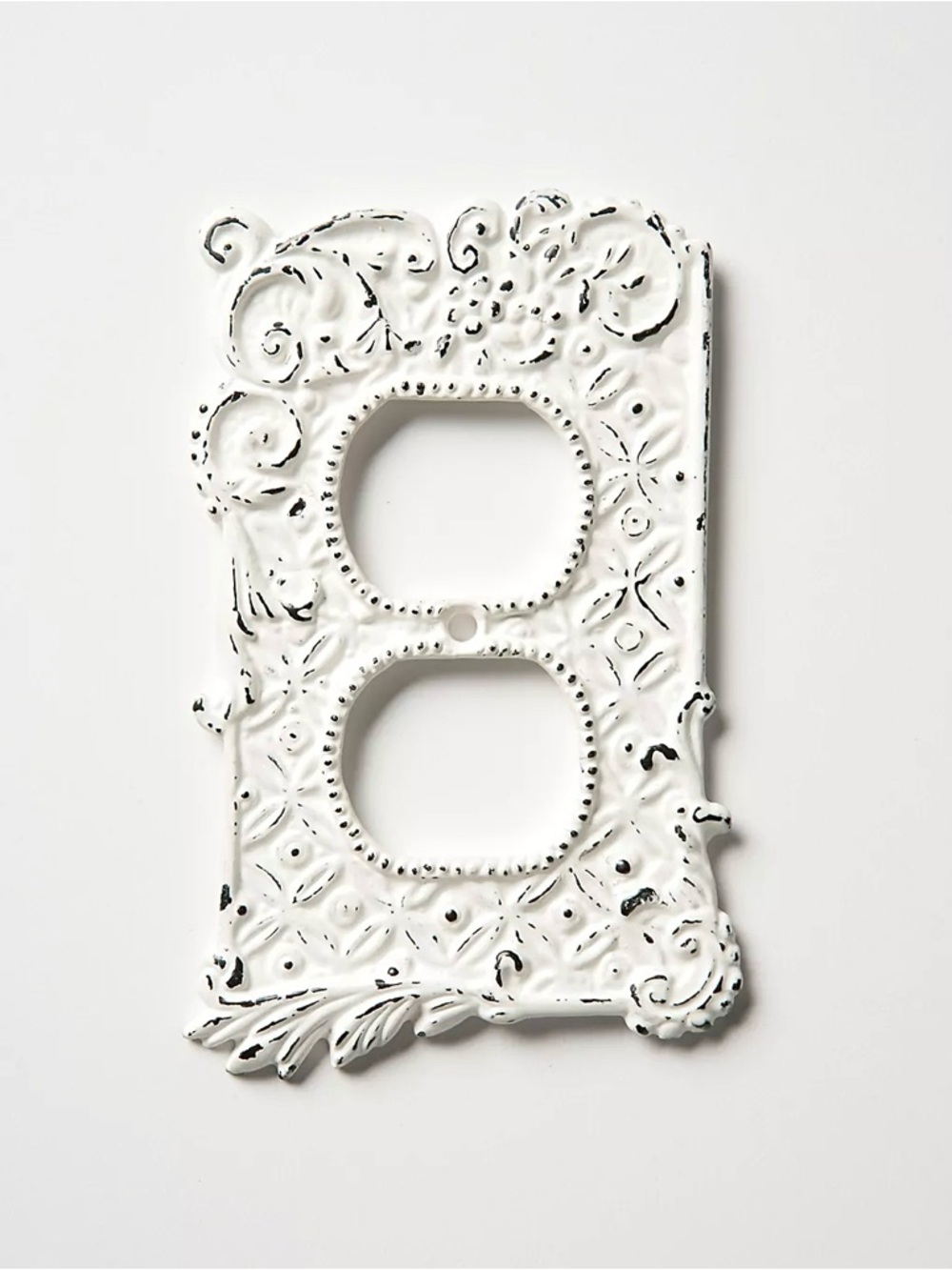Anthropologie Tin Roof Outlet Covers Set of 2 White Iron Vintage Rare Sold Out - Picture 1 of 1